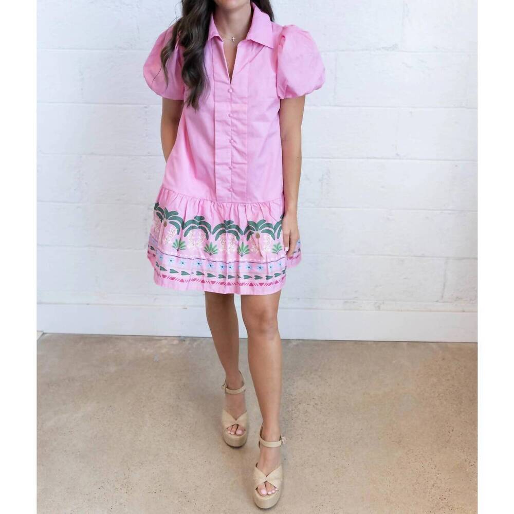 NEW TCEC talia tropical hem mini dress in pink - Picture 5 of 9